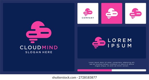 Cloud mind logo design minimalist.