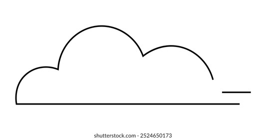 Uma nuvem com um contorno geométrico minimalista e duas linhas horizontais que sugerem movimento, sobre um fundo branco. Ideal para aplicativos meteorológicos, projetos minimalistas, ícones de tecnologia, conceitos de velocidade