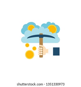 Cloud Mining Concept. Cloud Mining Concept Vector Flat Icon Isolated on White Background