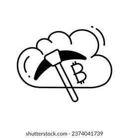 Cloud mining doodle Icon Design illustration. Science and Technology Symbol on White background EPS 10 File