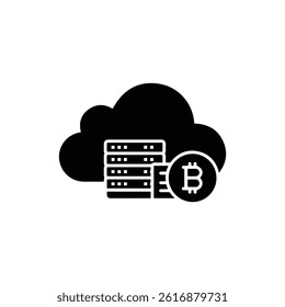 Cloud with Mining Farm Icon and Digital Coin Symbolizing Cloud Mining Services