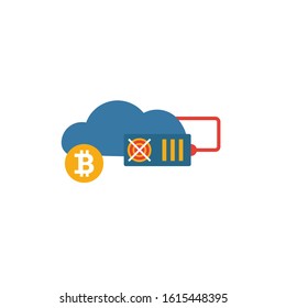 Cloud Mining icon set. Four elements in diferent styles from crypto currency icons collection. Creative cloud mining icons filled, outline, colored and flat symbols.