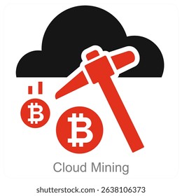 Cloud Mining vector icon concept design