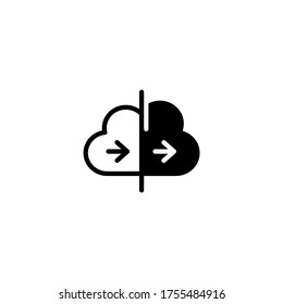 Cloud Mirroring Icon. Data Migration Icon In Flat Black Glyph, Filled Style Isolated On White Background