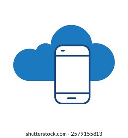 Cloud Mobile Blue Icon. Cloud Technology Editable Stroke Vector Illustration