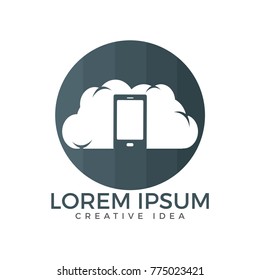 Cloud and Mobile phone logo design. Digital storage and computing service concept.