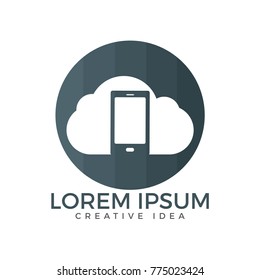 Cloud and Mobile phone logo design. Digital storage and computing service concept.