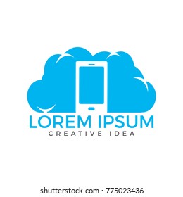 Cloud and Mobile phone logo design. Digital storage and computing service concept.