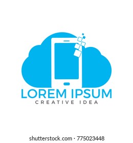 Cloud and Mobile phone logo design. Digital storage and computing service concept.