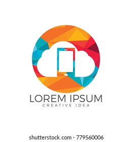 Cloud and Mobile phone logo design. Digital storage and computing service concept.