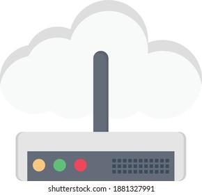 cloud modem vector flat colour icon