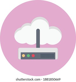 cloud modem vector flat colour icon