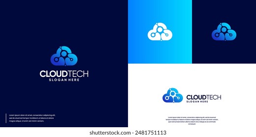cloud molecule spark, network connection, modern technology, logo design inspiration.