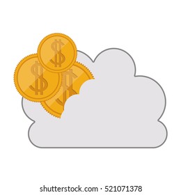 cloud with money coins icon
