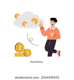 Cloud Money concept vector illustration. Cloud Computing isolated On white Background.      