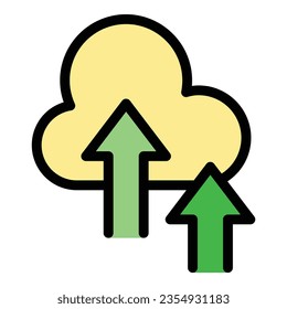 Cloud money earn icon outline vector. Making donation. Laptop bank color flat