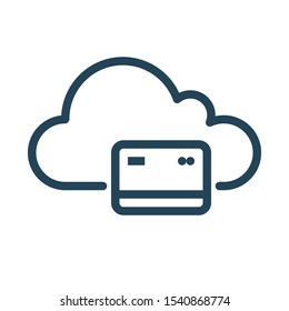 Cloud money. Financial technology. Cloud Computing Icon. Simple outline icon style. Perfect symmetrical. 