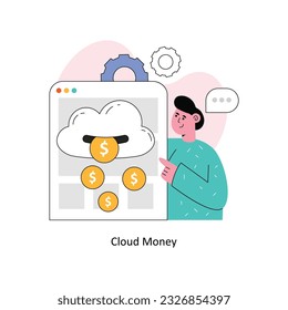 Cloud Money Flat Style Design Vector illustration. Stock illustration