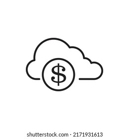 Diseño de iconos de dinero en la nube. ilustración vectorial