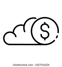 Cloud money icon. Outline cloud money vector icon for web design isolated on white background