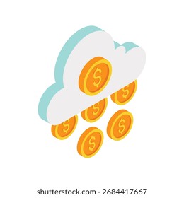 Ilustración vectorial isométrica de dinero en la nube 