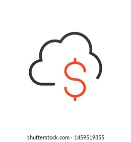 Cloud money line icon. Dollar symbol, coin, cost. Finance concept. Can be used for topics like business, finance management, mining.