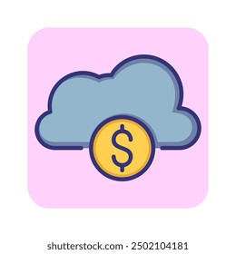 Cloud money line icon. Dollar symbol, coin, cost. Finance concept. Can be used for topics like business, finance management, mining