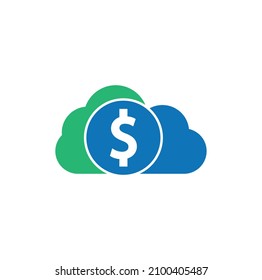 Vector de logotipo de dinero en la nube. Plantilla de logotipo de pago en la nube	