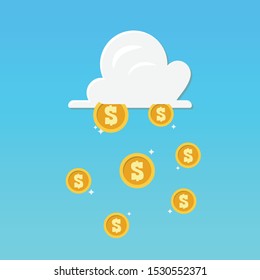 Cloud and money rain. Vector illustration
