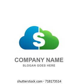 Cloud Money Saving Bank Logo Vector Icon