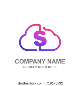 Cloud Money Saving Bank Logo Vector Icon