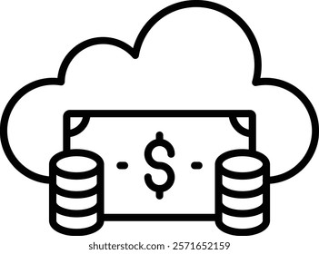 Cloud Money vector icon. Can be used for printing, mobile and web applications.