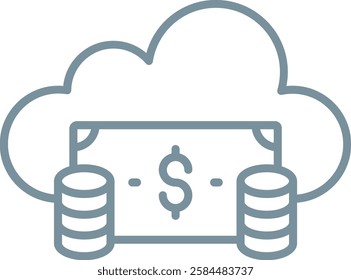 Cloud Money vector icon. Can be used for printing, mobile and web applications.