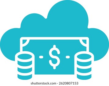 Icono de Vector de dinero en la nube. Se puede utilizar para aplicaciones de impresión, móviles y de Web.