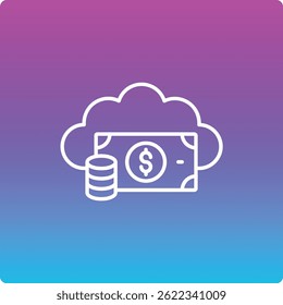 Icono de Vector de dinero en la nube. Se puede utilizar para aplicaciones de impresión, móviles y de Web.