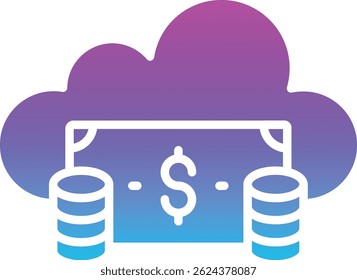 Icono de Vector de dinero en la nube. Se puede utilizar para aplicaciones de impresión, móviles y de Web.