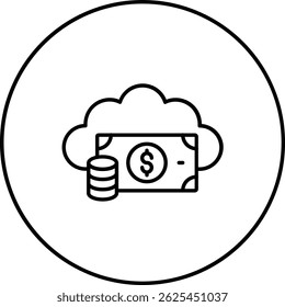 Icono de Vector de dinero en la nube. Se puede utilizar para aplicaciones de impresión, móviles y de Web.