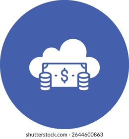 Icono de Vector de dinero en la nube. Se puede utilizar para aplicaciones de impresión, móviles y de Web.
