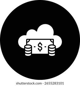 Icono de Vector de dinero en la nube. Se puede utilizar para aplicaciones de impresión, móviles y de Web.