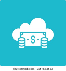 Icono de Vector de dinero en la nube. Se puede utilizar para aplicaciones de impresión, móviles y de Web.
