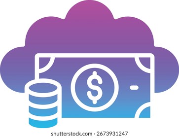 Icono de Vector de dinero en la nube. Se puede utilizar para aplicaciones de impresión, móviles y de Web.