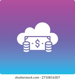 Icono de Vector de dinero en la nube. Se puede utilizar para aplicaciones de impresión, móviles y de Web.