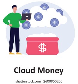 Cloud money Vector Illustration Which can easily modify or edit

