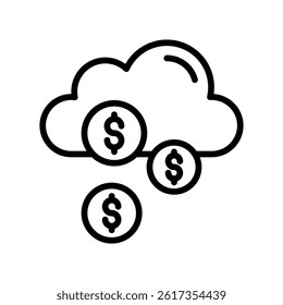 Cloud Money Vector outline icon. Eps10 file 