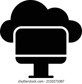 Cloud Monitor Icon, Cloud Computing Sign And Symbol Isolated On White Background.
