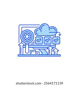 Cloud Monitoring Line Icon. linear style sign for mobile concept and web design. Outline vector icon.