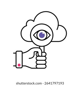 Cloud Monitoring Vector Filled outline illustration style icon. EPS 10 file