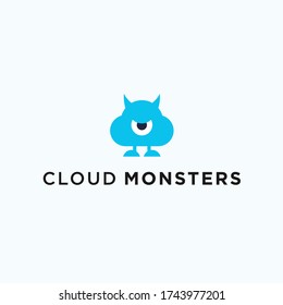 cloud monster logo. cloud icon