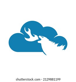 Ilustración de iconos vectoriales en nube y monstruo