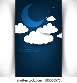 cloud, moon ad stars paper elements background design